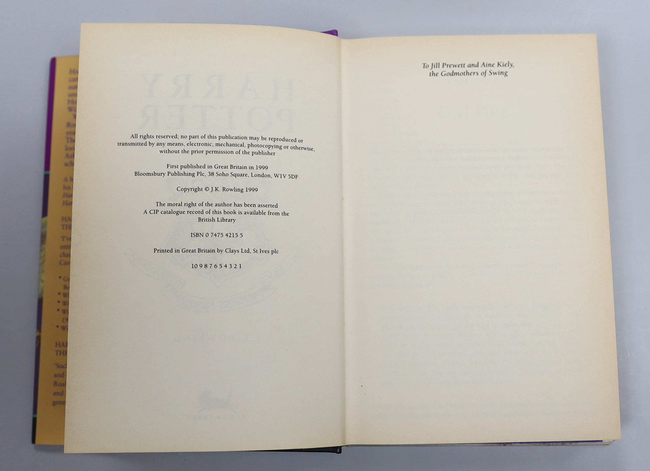 Rowling. J.K - Harry Potter and the Prisoner of Azkaban, 1st edition, 2nd state with corrected text on p. 7 and ‘’J.K.Rowling’’ to copyright p. but without advertisements at rear, 8vo, original pictorial boards, in a fin